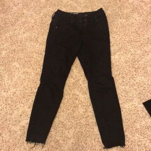 High Rise, Frayed Black Jeans
